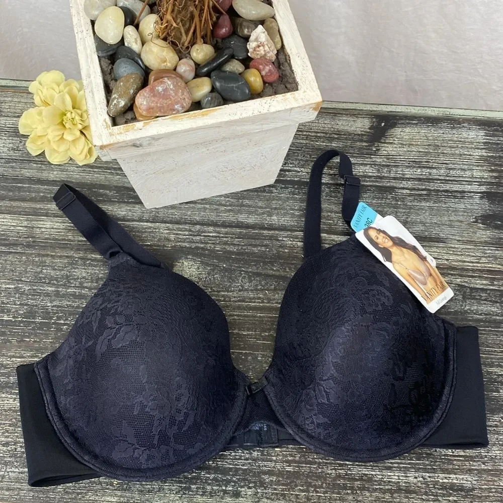 Vanity Fair Black Full Coverage Underwire 75346 Bra 38C NEW
